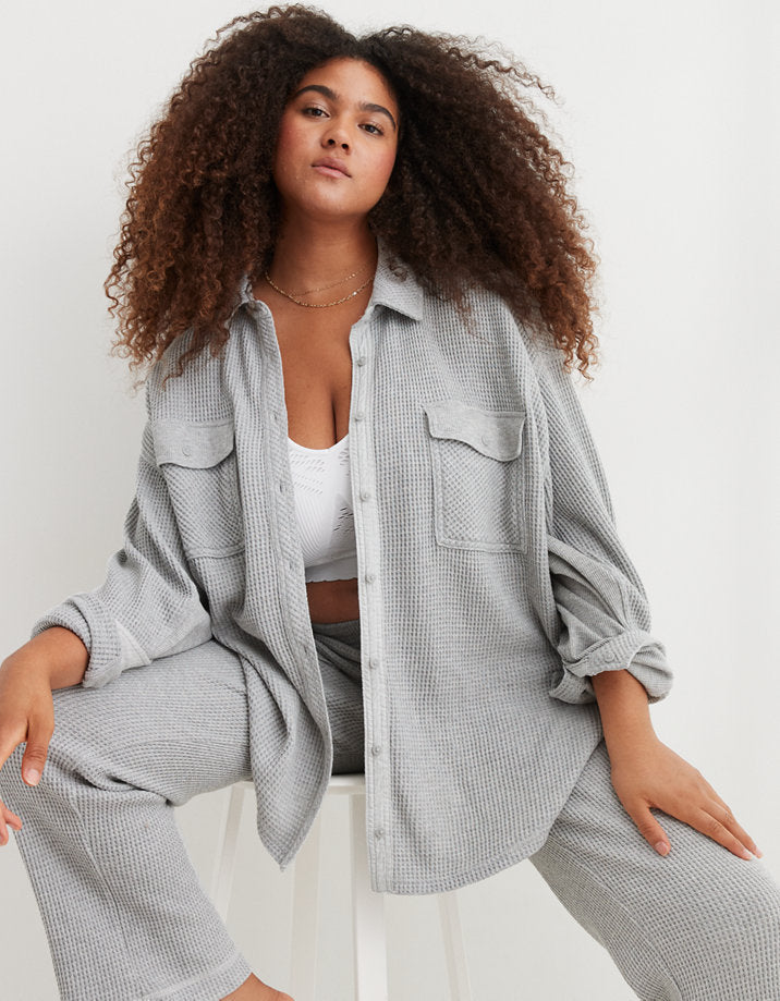 Aerie Oversized Waffle Shirt Jacket (S)