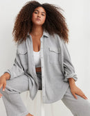 Aerie Gray Waffle Shirt Jacket (S)