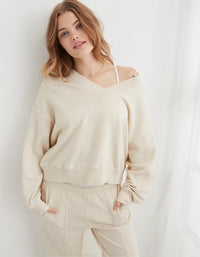 Aerie V Neck Crop Sweatshirt (S)