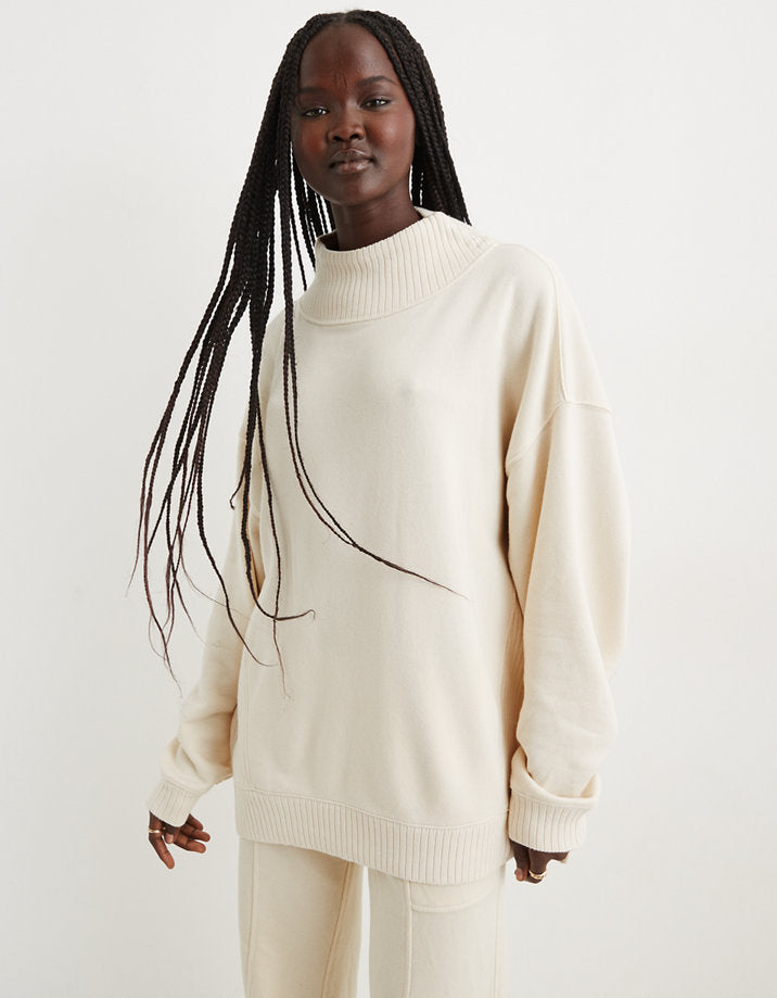 Aerie Oat Mockneck Sweatshirt (S)