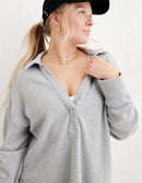 Aerie Gray Waffle Pullover (M)