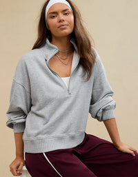 Aerie Gray Oversized Quarter Zip (M)