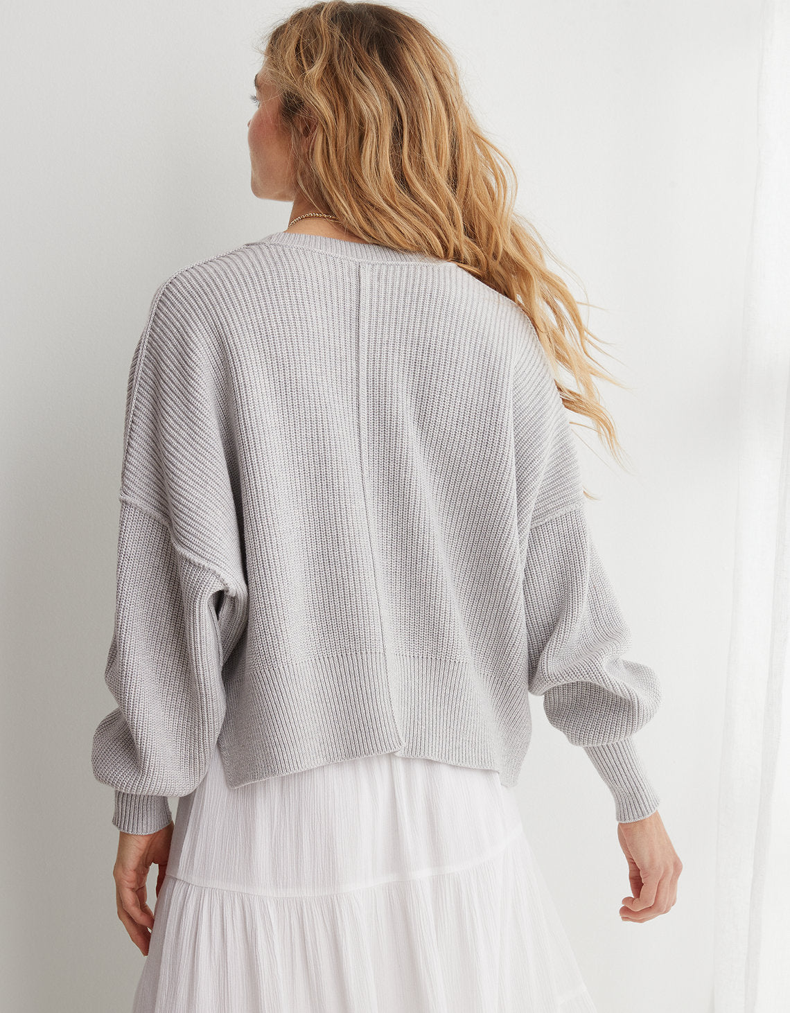 Aerie Gray Ribbed Sweater (S)