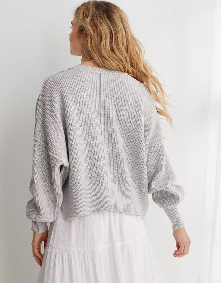 Aerie Ribbed Knit Cotton Sweater (L)
