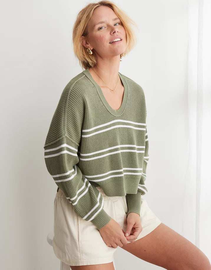 Aerie Green Striped Sweater (S)