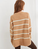 Aerie Cozy Striped V Neck Sweater (M)
