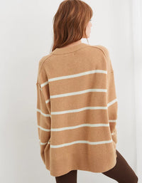 Aerie Cozy Striped V Neck Sweater (M)