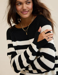 Aerie Oversized Striped Cotton Sweater (M)