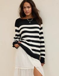 Aerie Oversized Striped Cotton Sweater (M)
