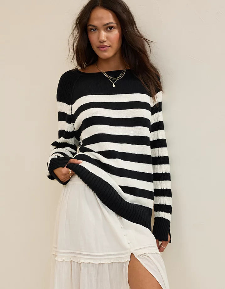Aerie Oversized Striped Cotton Sweater (M)