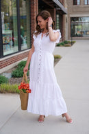 NEW White Textured Maxi Dress (M)