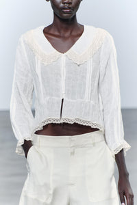 Zara Linen Collared Blouse (XS)