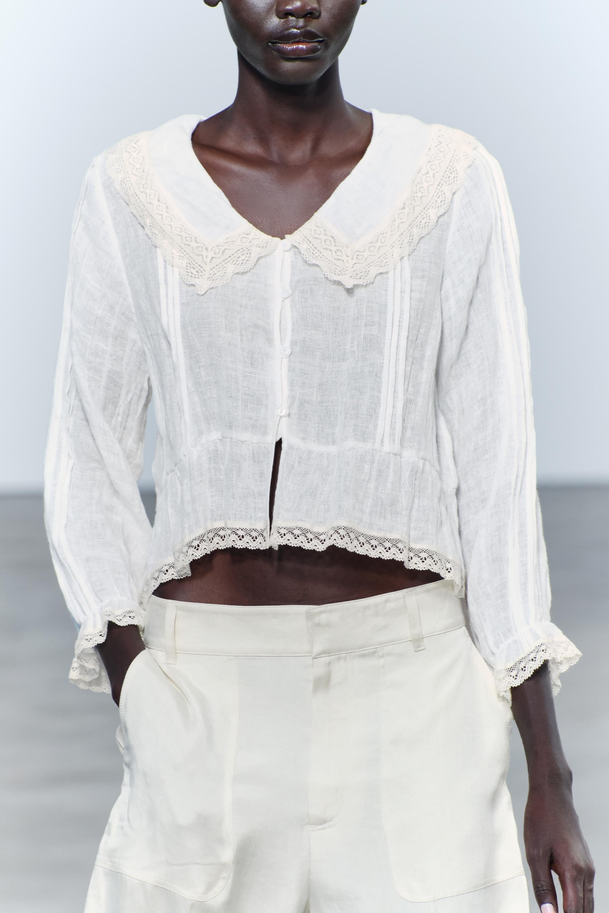 Zara Linen Collared Blouse (XS)