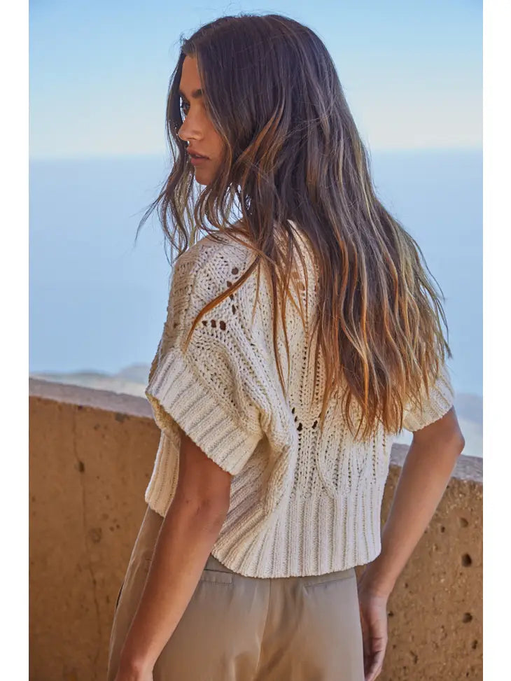 By Together Cable Knit Crop Sweater (S)