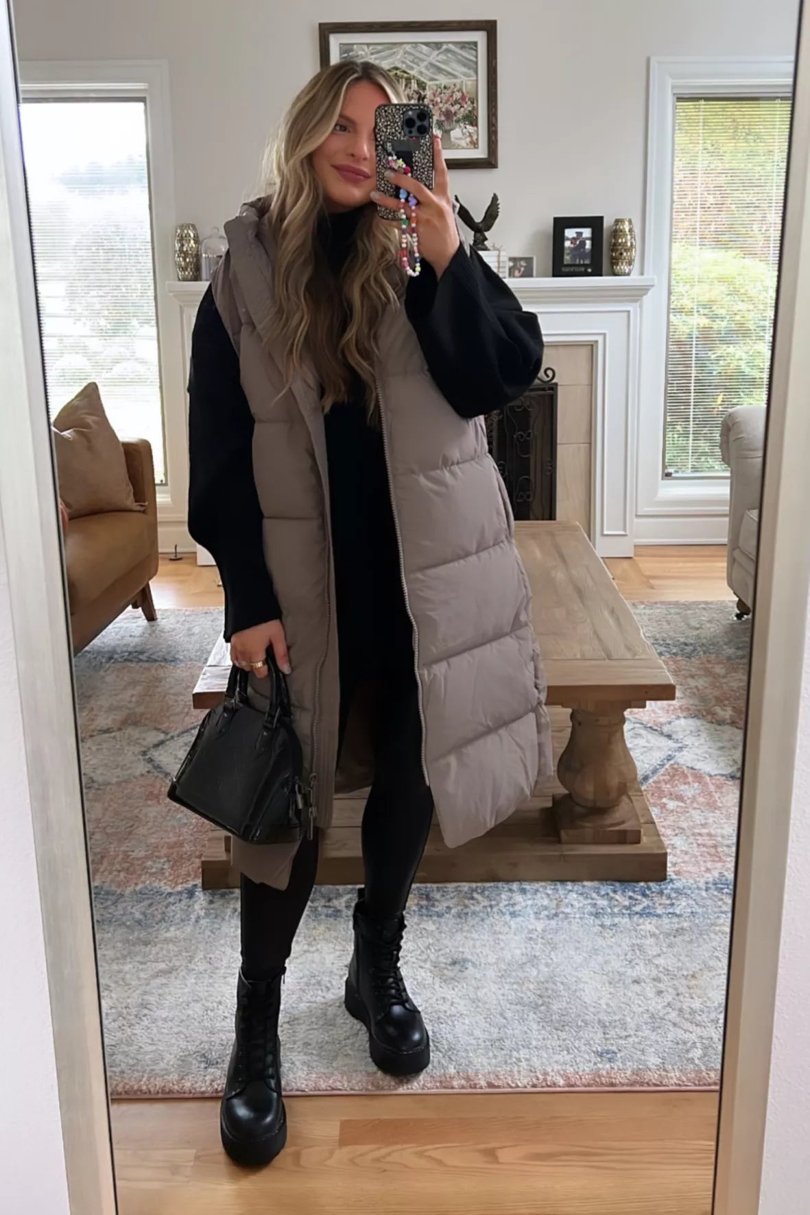 Long Zip Up Puffer Vest (XL)