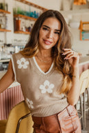Brown Floral Sweater Vest (M)