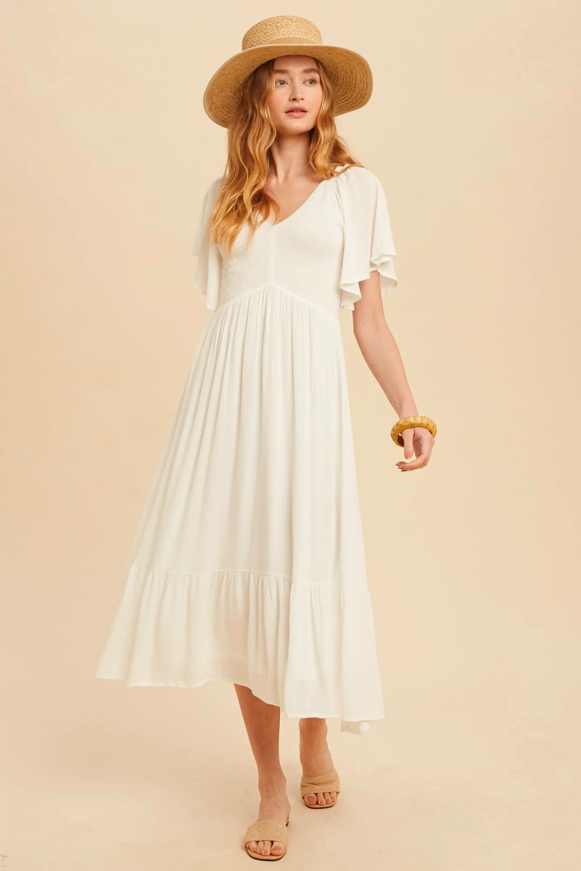 Listicle Smocked Midi Dress (S)