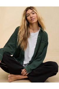 Aerie Green Waffle Shirt Jacket (M)