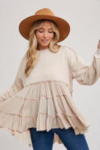 Listicle Ruffle Babydoll Sweater (S)