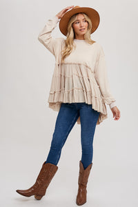 Listicle Ruffle Babydoll Sweater (S)
