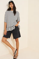 Free People Striped Ruffle Hem Tee (M)