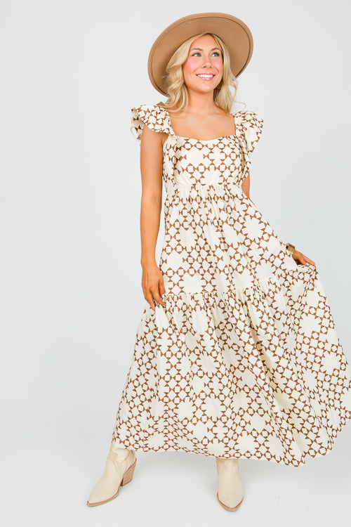 Neutral Tiered Maxi Dress (M)