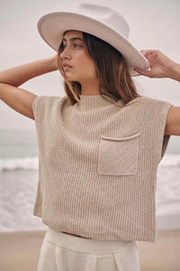 Free People Neutral Knit Top (L)