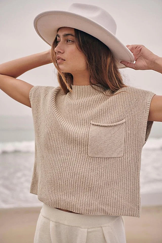 Free People Neutral Knit Top (L)