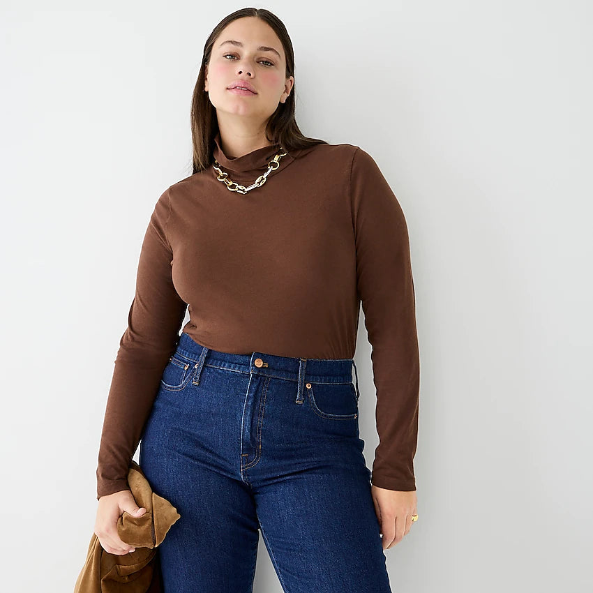 J.Crew Brown Cotton Turtleneck Top (S)