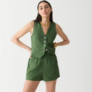 J.Crew Green Linen Relaxed Shorts (XS)