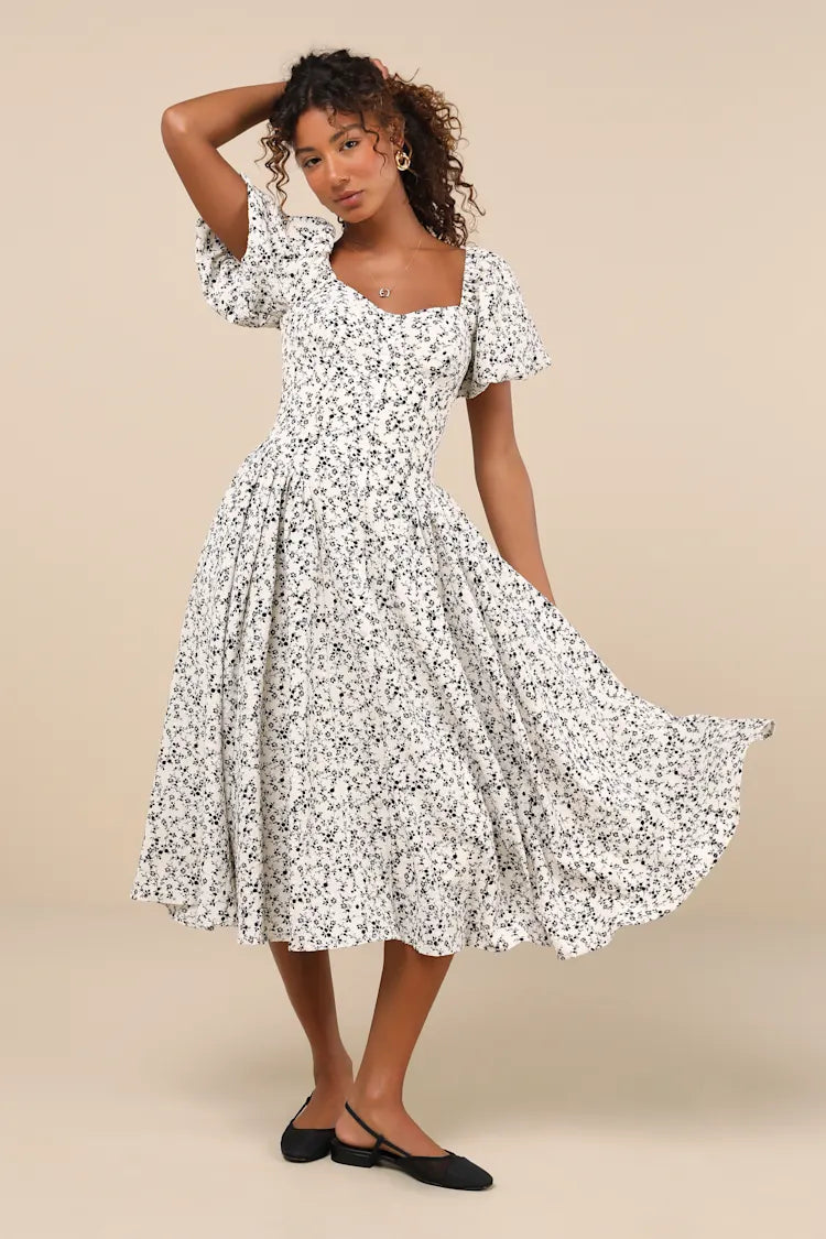 Lulus Dainty Floral Midi Dress (XL)