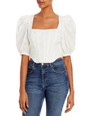 White Puff Sleeve Corset Top (S)