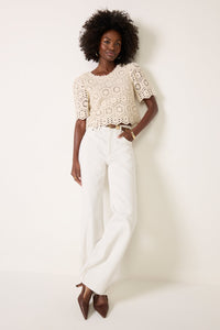 Z Supply Cream Floral Crochet Top (XS)