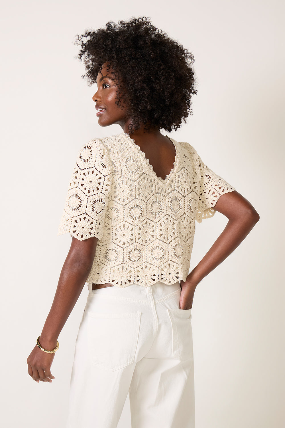 Z Supply Cream Floral Crochet Top (XS)