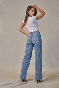Mica Light Wash Wide Leg Jeans (25)