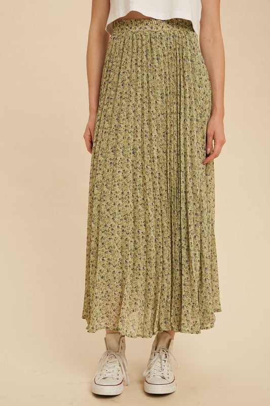 In Loom Green Floral Maxi Skirt (M)