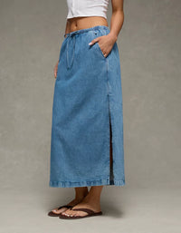 Pull On Denim Maxi Skirt (L)