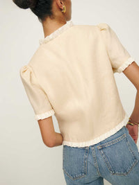Reformation Linen Ruffle Top (M)