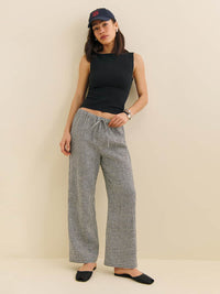 Reformation Gingham Wide Leg Linen Pants (M)