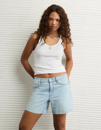 Light Wash Relaxed Denim Shorts (16)