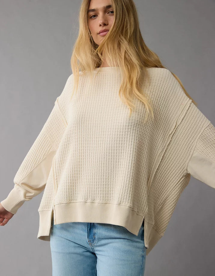 Oversized Waffle Sweatshirt (XL)