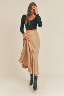 NEW Mable Pleated Knit Maxi Skirt (S)
