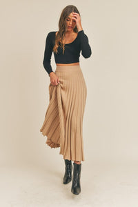 NEW Mable Pleated Knit Maxi Skirt (S)