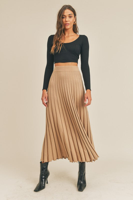 NEW Mable Pleated Knit Maxi Skirt (S)