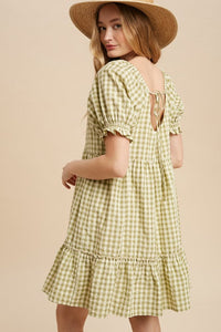 In Loom Green Gingham Dress (L)