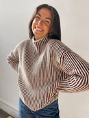 Brown Striped Boxy Sweater (XS)