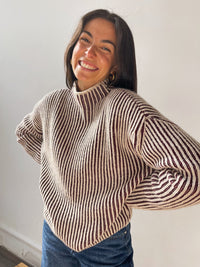 Brown Striped Boxy Sweater (XS)