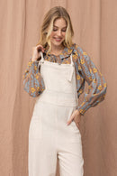 Linen Blend Relaxed Overalls (M)