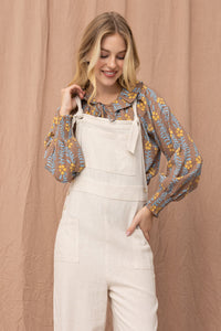Linen Blend Relaxed Overalls (M)