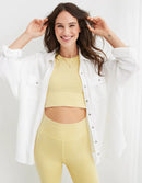 Aerie White Waffle Shirt Jacket (XXL)